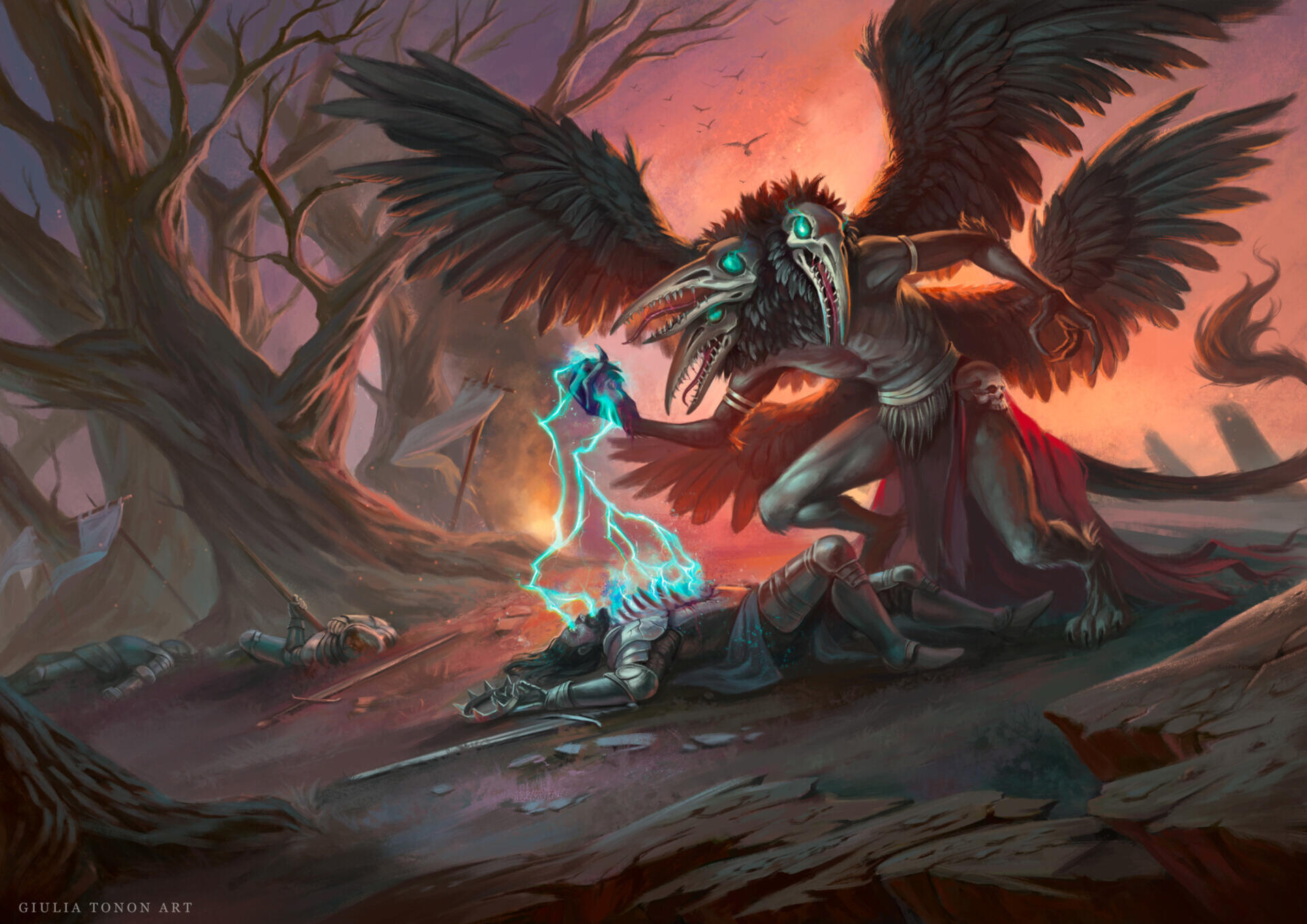 "The Valravn" (2024) personal interpretation of the creature Valravn from the Danish Folklore