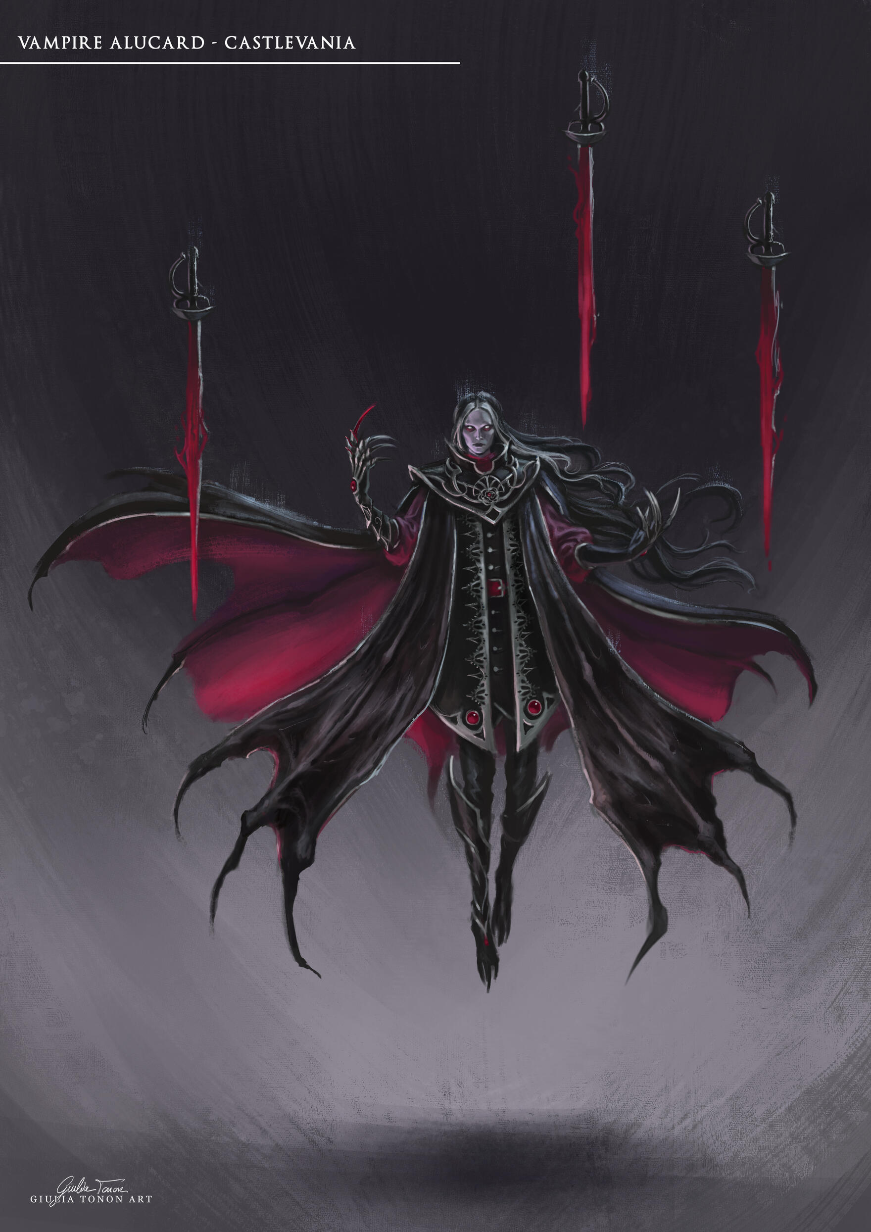 Concept Art assignment done during Quadra Academy's course. What if Alucard from Castlevania embraced his vampire nature instead of rejecting it?
